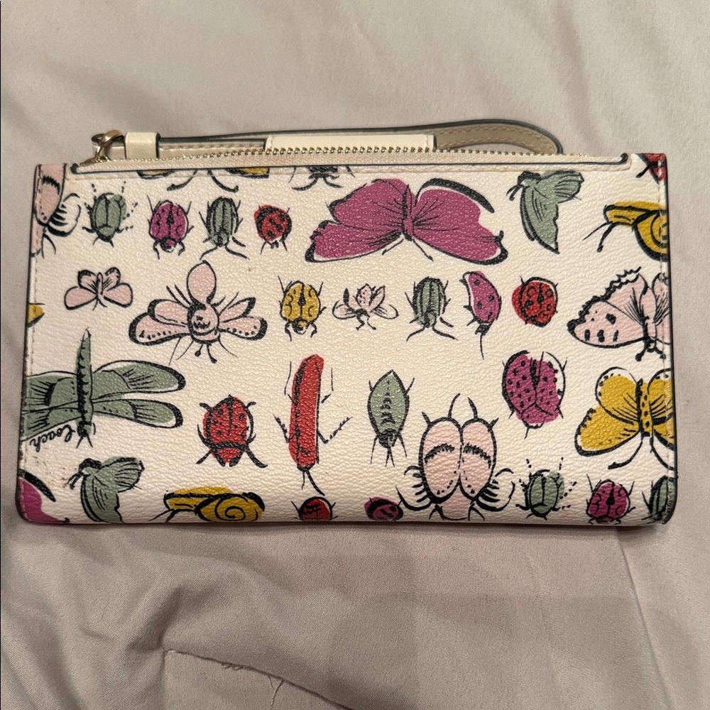 Coach Cream Clutch with Butterfly and Insect Print - Picture 2 of 3